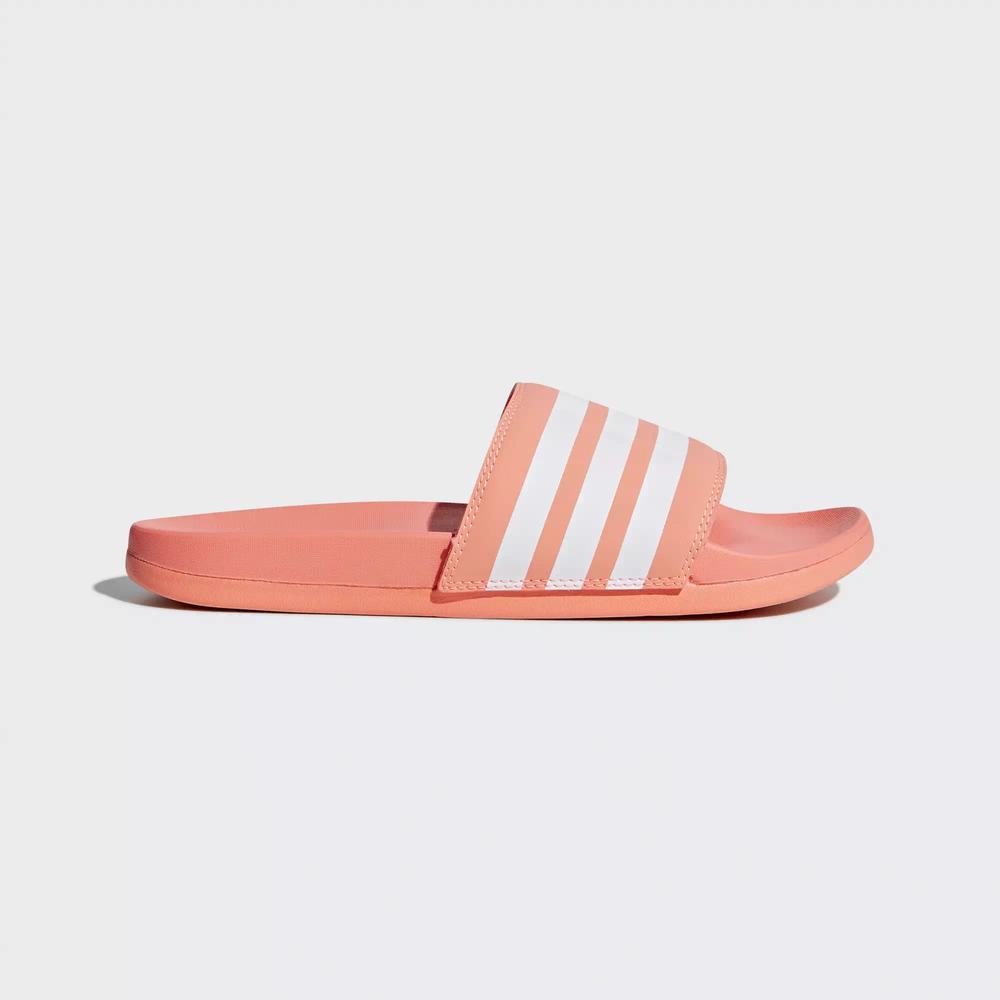 Adidas Adilette Cloudfoam Plus Stripes Chanclas Naranjas Para Mujer (MX-58277)